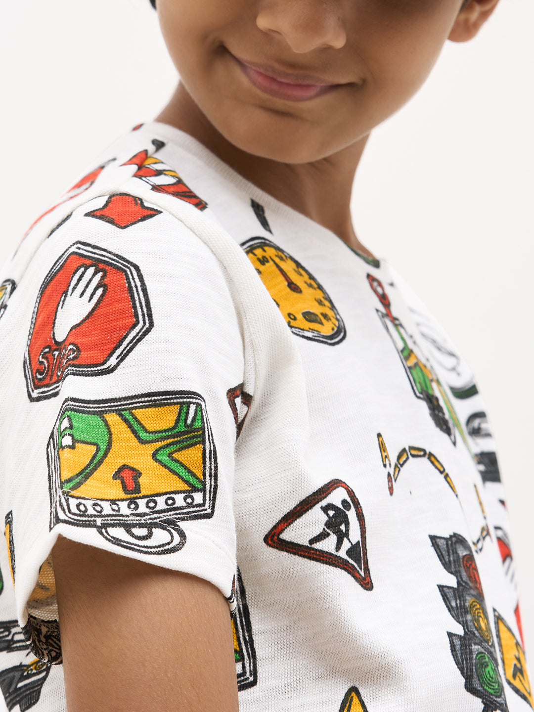 White Printed Cotton T-Shirt