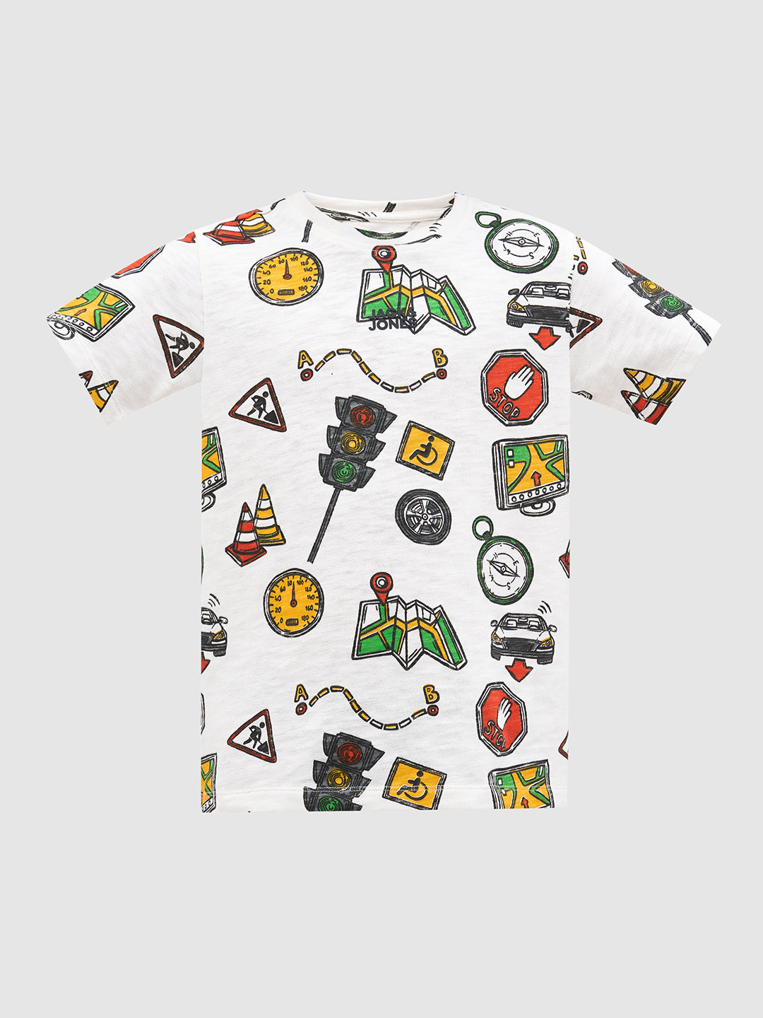 White Printed Cotton T-Shirt