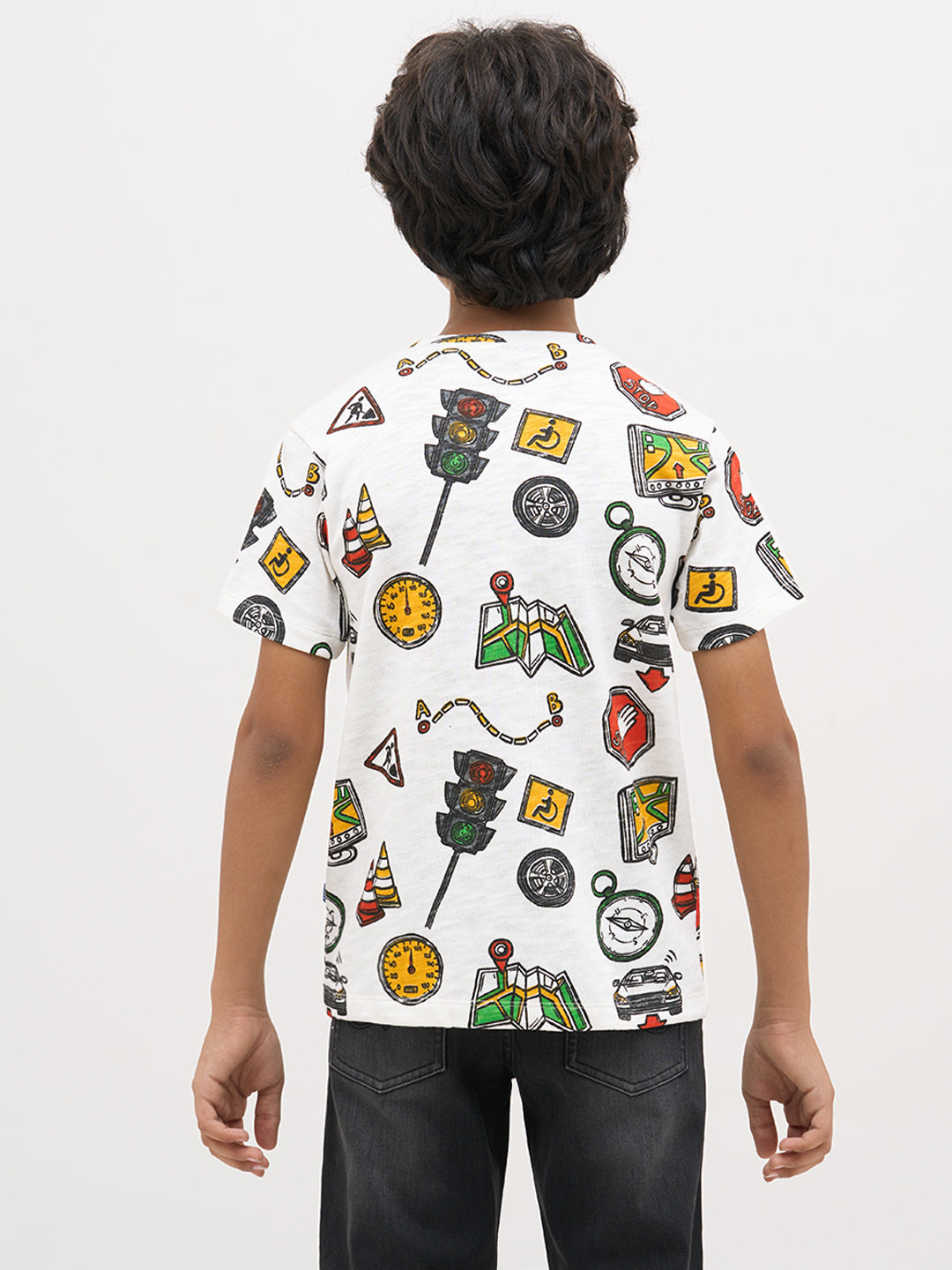 White Printed Cotton T-Shirt