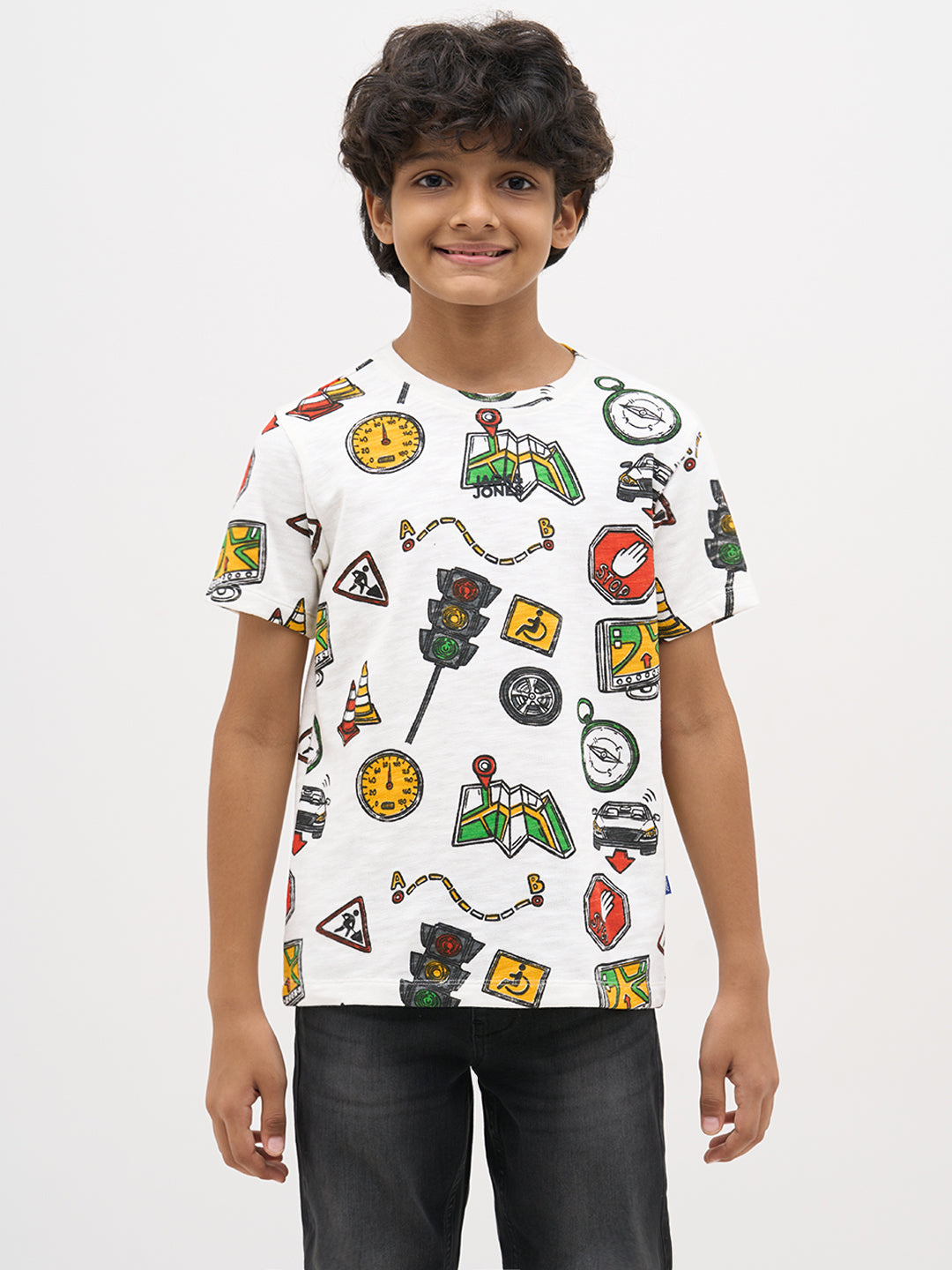 White Printed Cotton T-Shirt