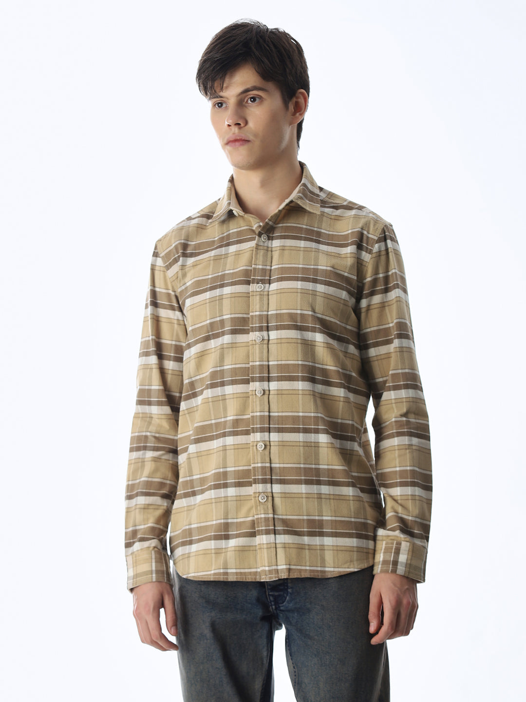 Beige Flap Pockets Shirt