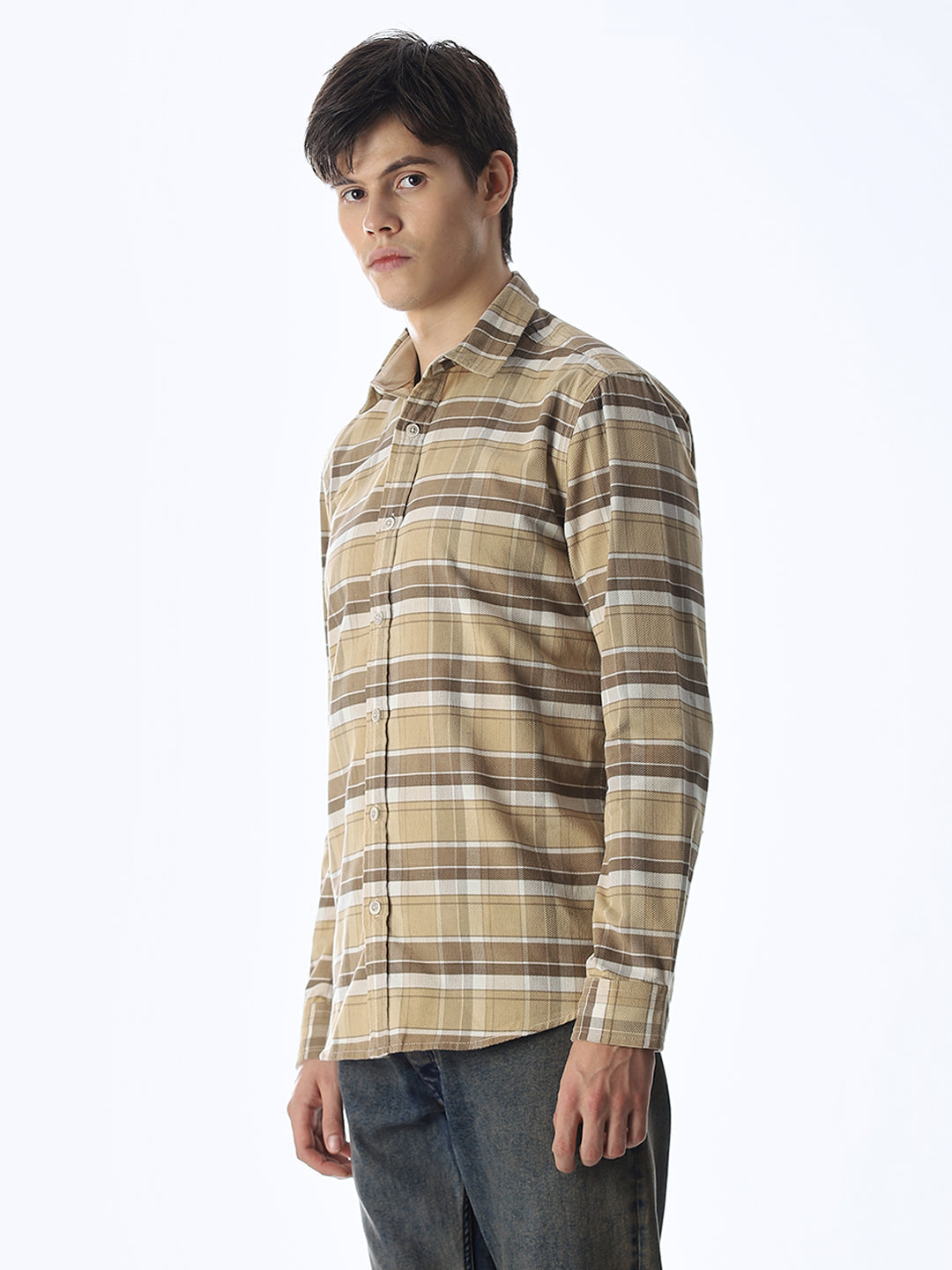 Beige Flap Pockets Shirt