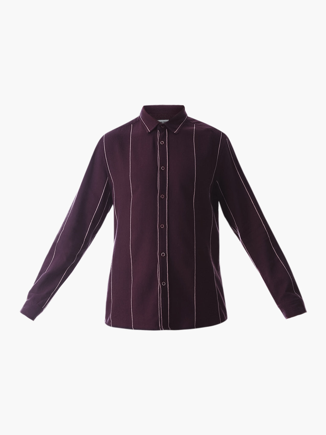 Striped Cotton Full Sleeves Shirt - Purple