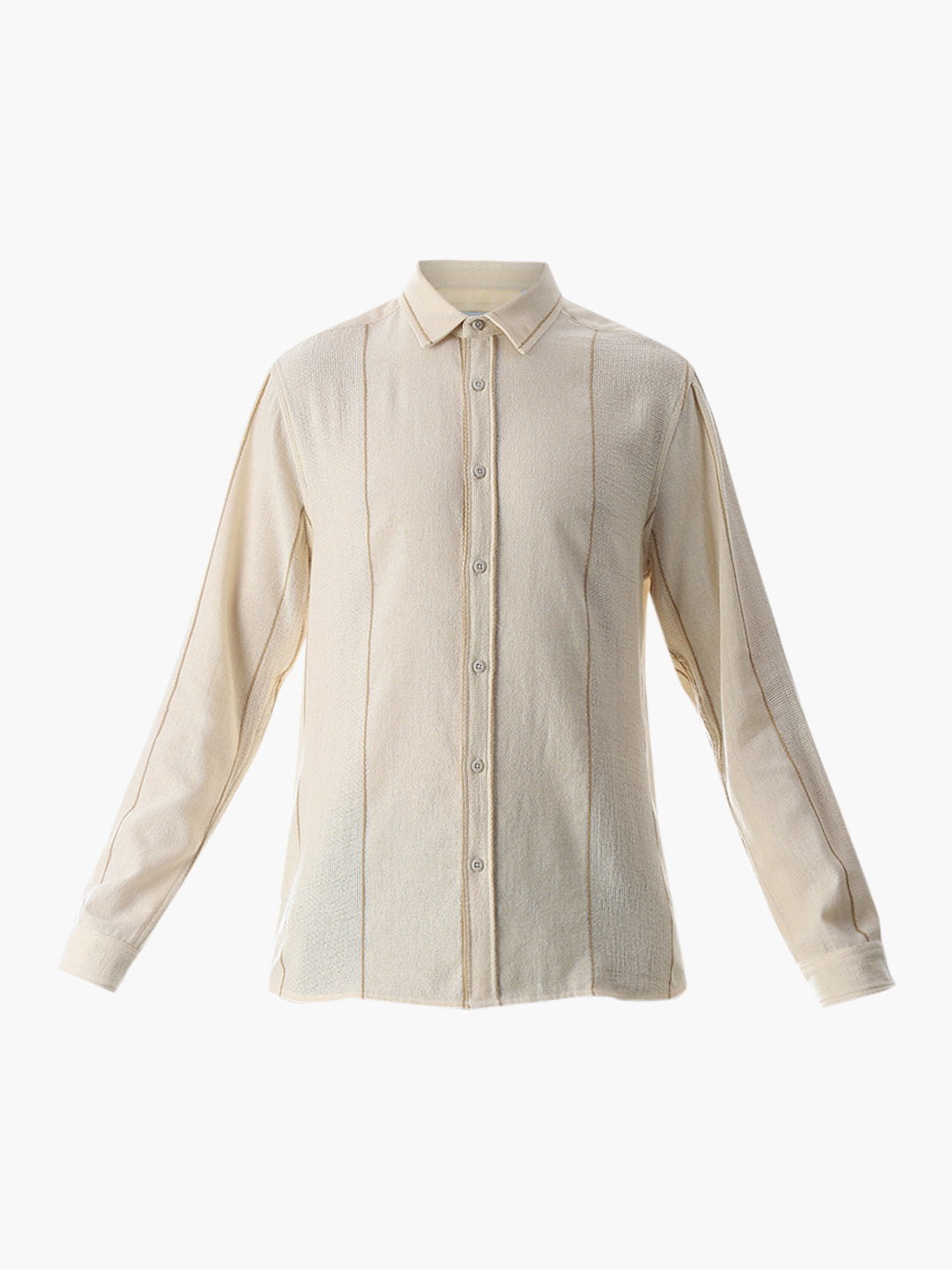 Striped Cotton Full Sleeves Shirt - Beige