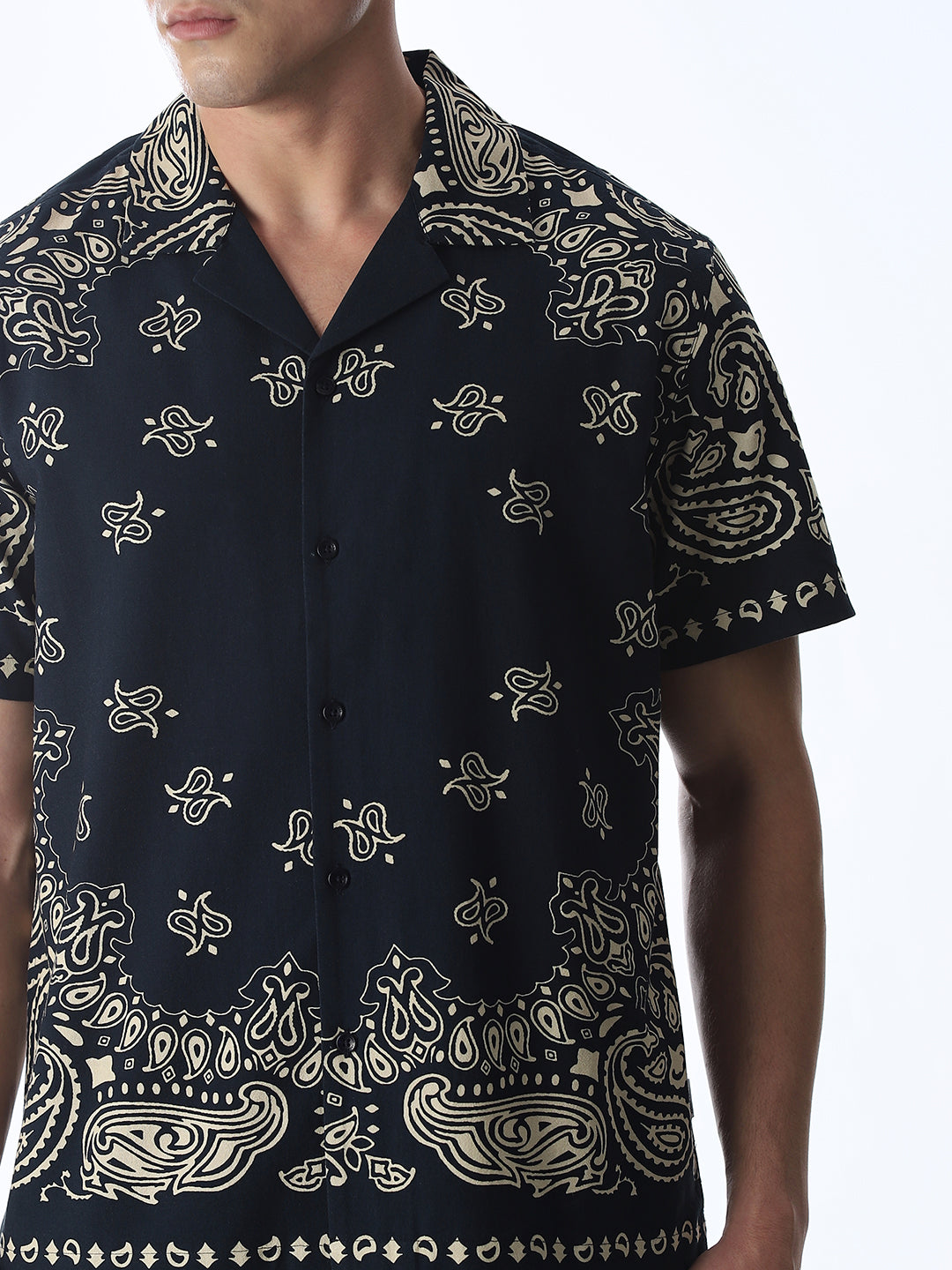 Navy Printed Oversized Shirt
