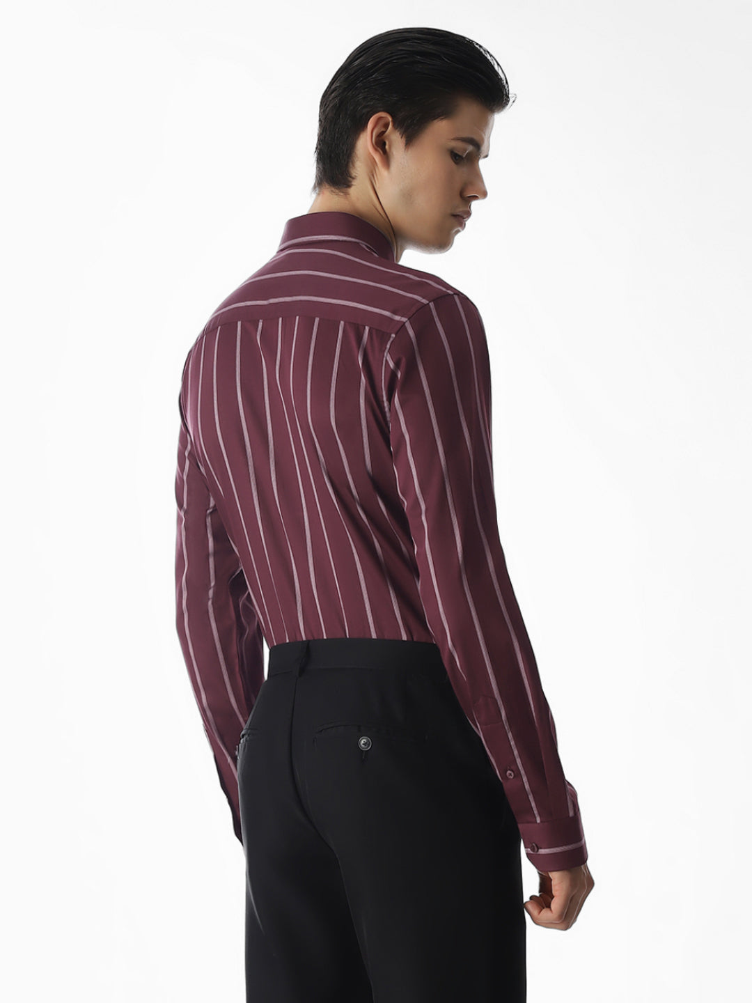 Maroon Striped Cotton Shirt