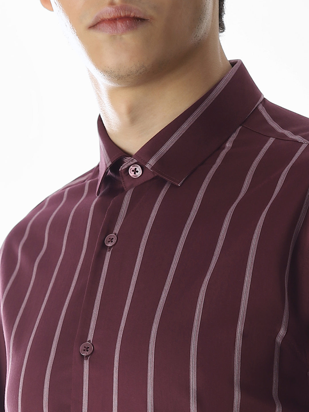 Maroon Striped Cotton Shirt
