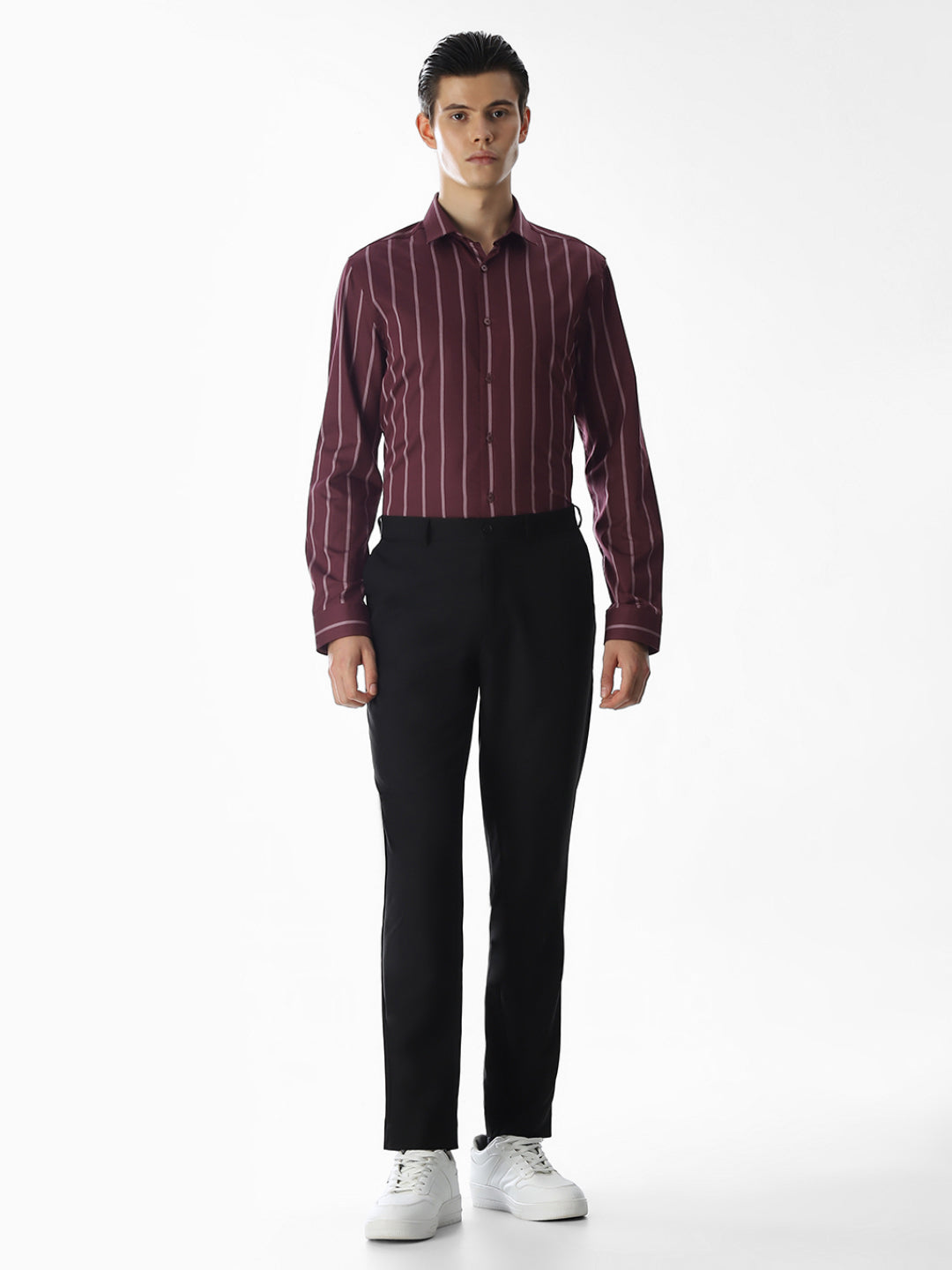 Maroon Striped Cotton Shirt