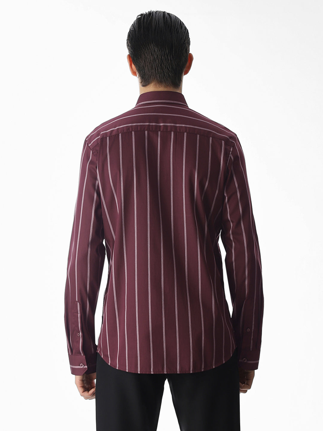 Maroon Striped Cotton Shirt