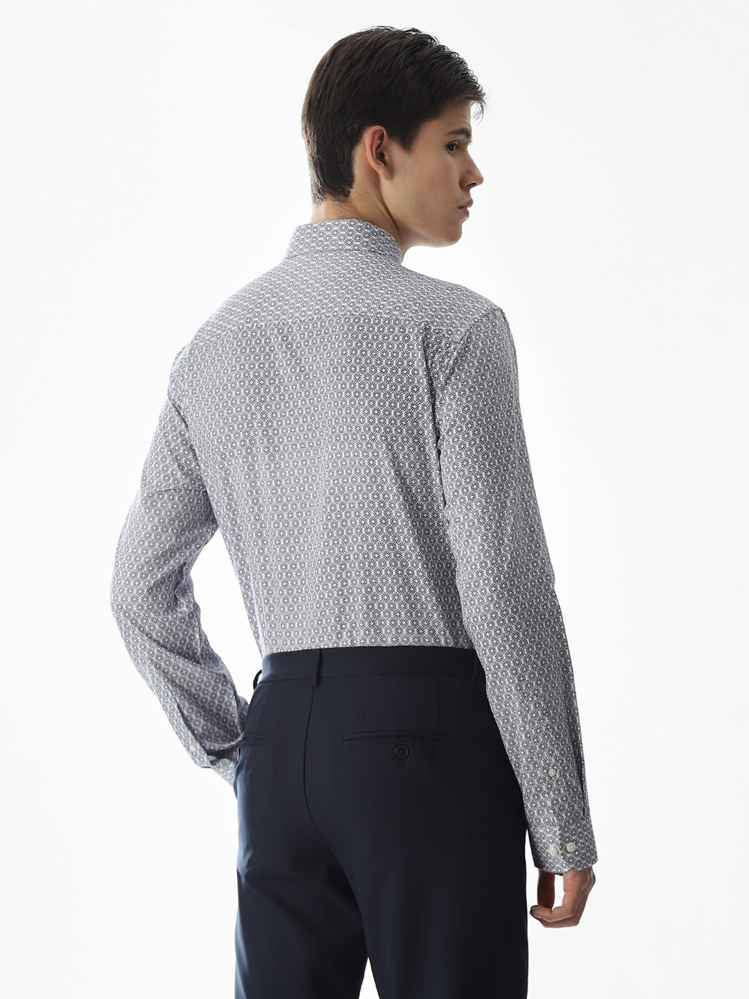 Abstract Print Slim Fit Shirt - White