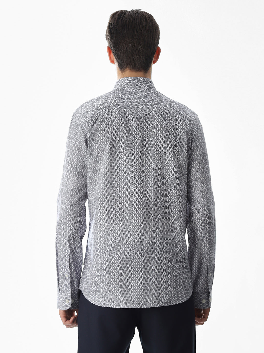 Abstract Print Slim Fit Shirt - White