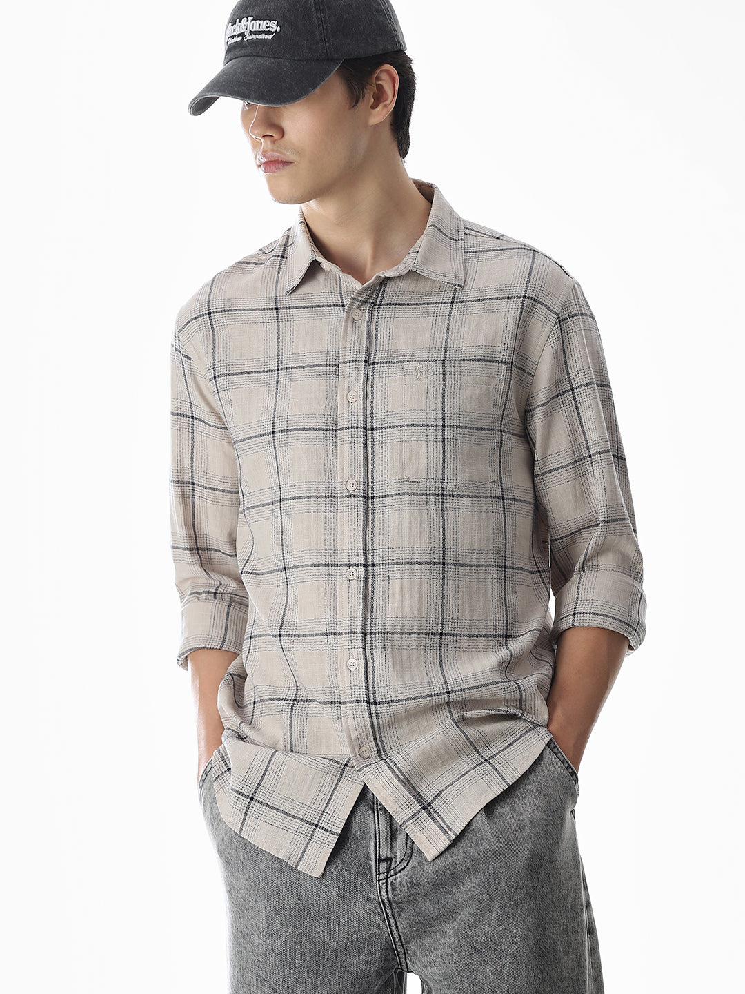 Regular Fit Check Shirt - White