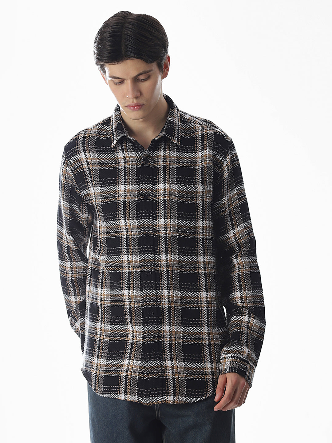 Regular Fit Check Shirt - Black