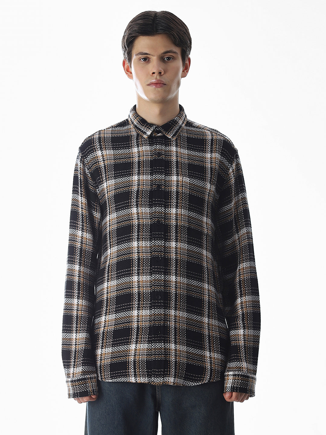 Regular Fit Check Shirt - Black