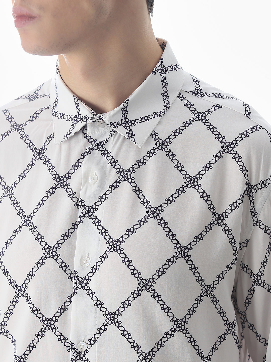 Printed White Viscose Shirt