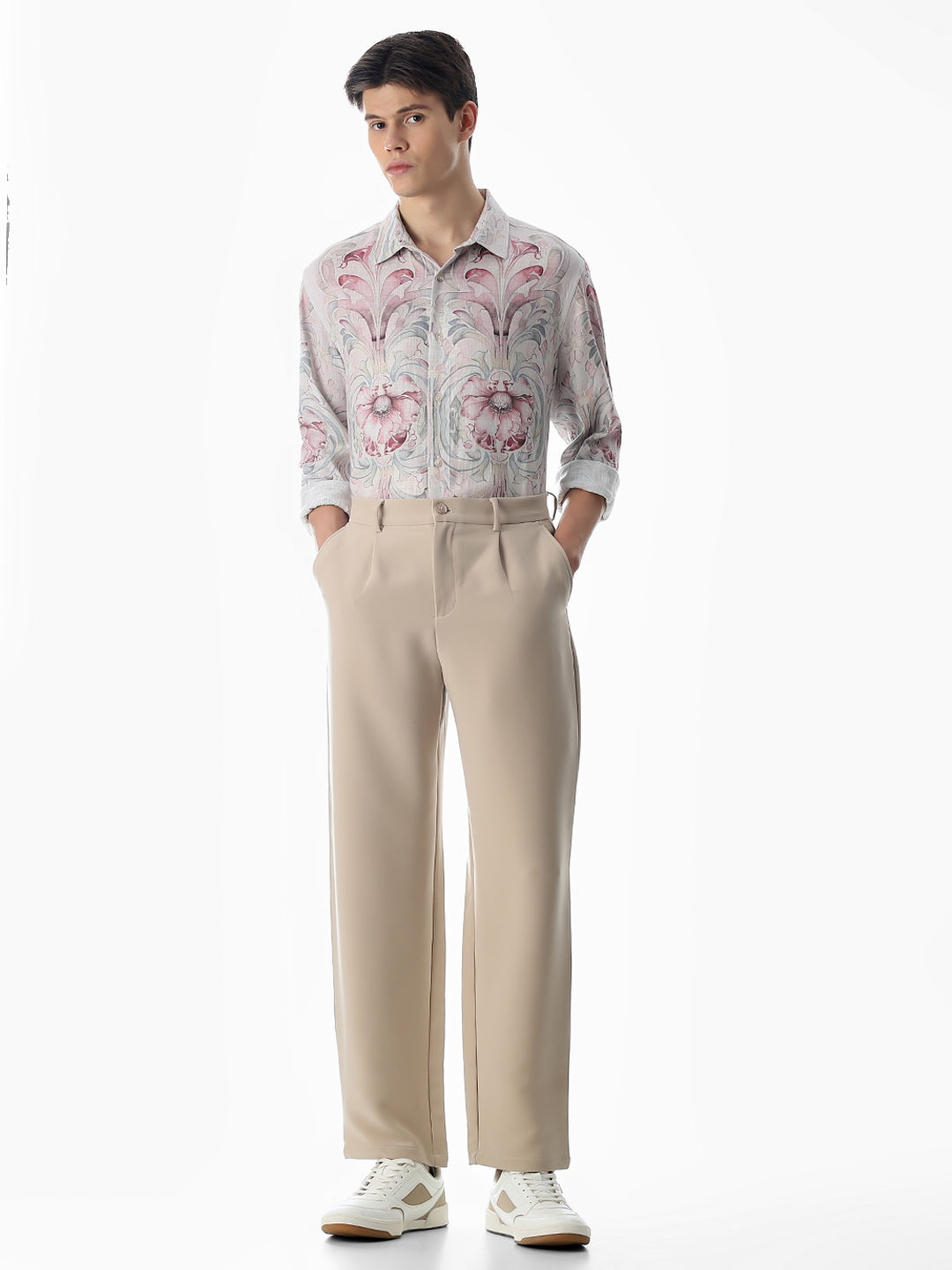 Pink Abstract Print Cotton Shirt