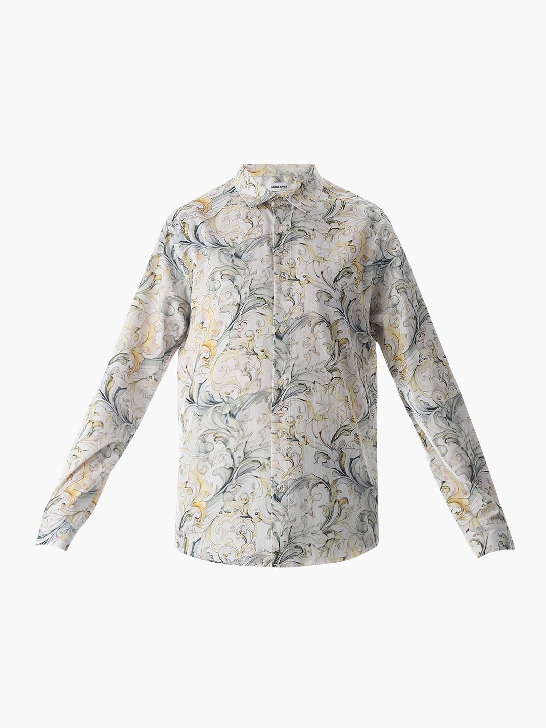 White Dobby Abstract Print Shirt