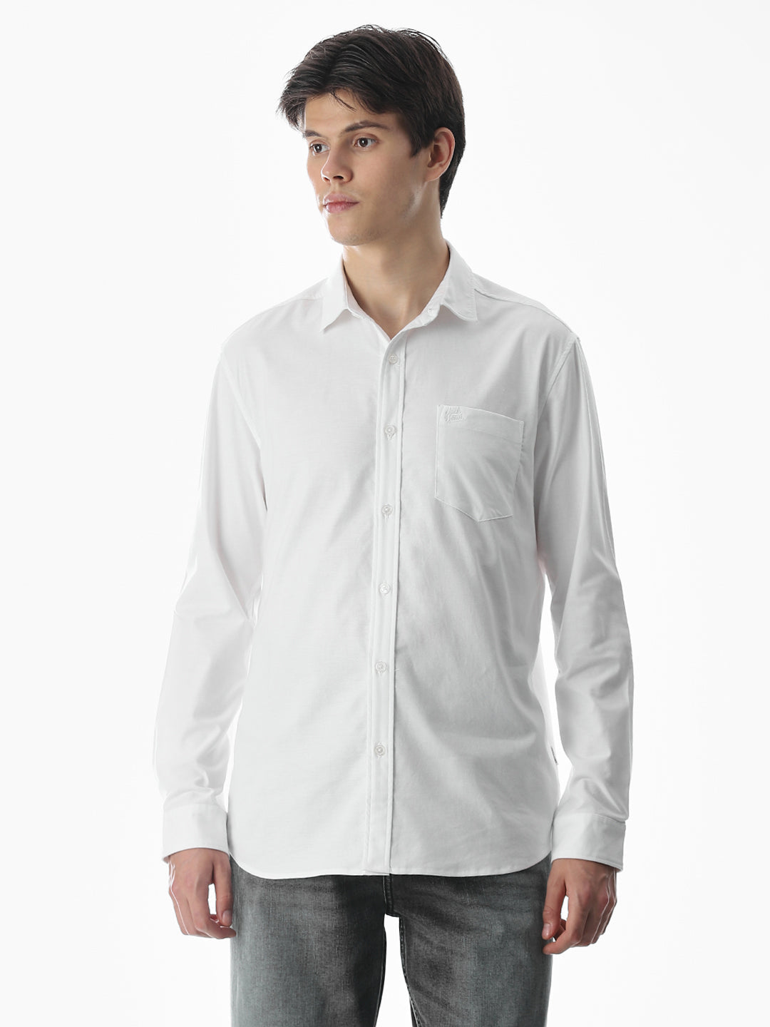 One Patch Pocket Slim Fit Shirt - white