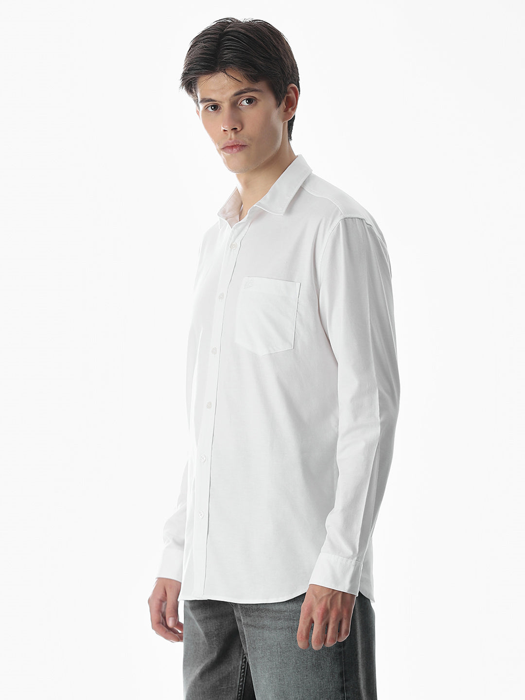 One Patch Pocket Slim Fit Shirt - white