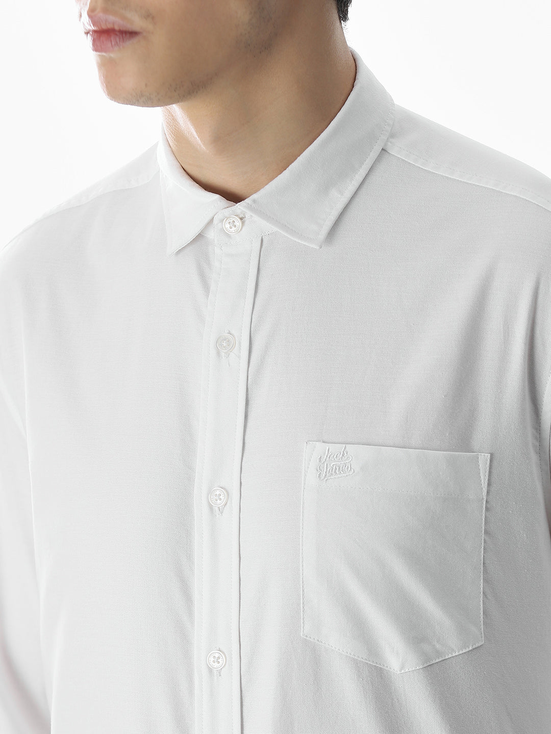 One Patch Pocket Slim Fit Shirt - white