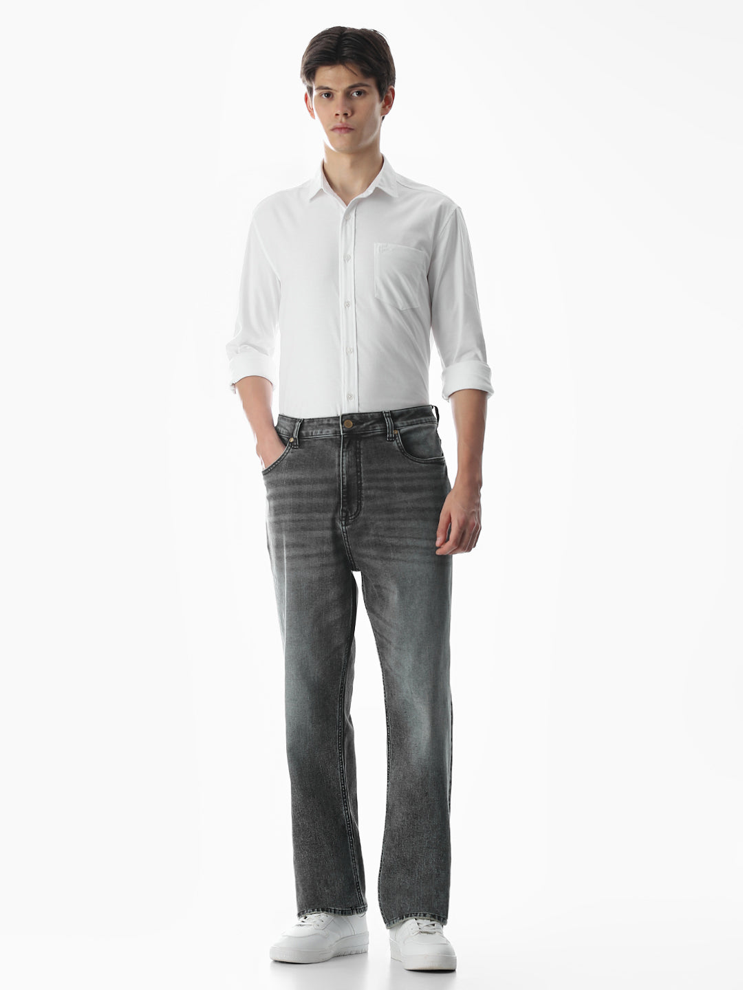 One Patch Pocket Slim Fit Shirt - white