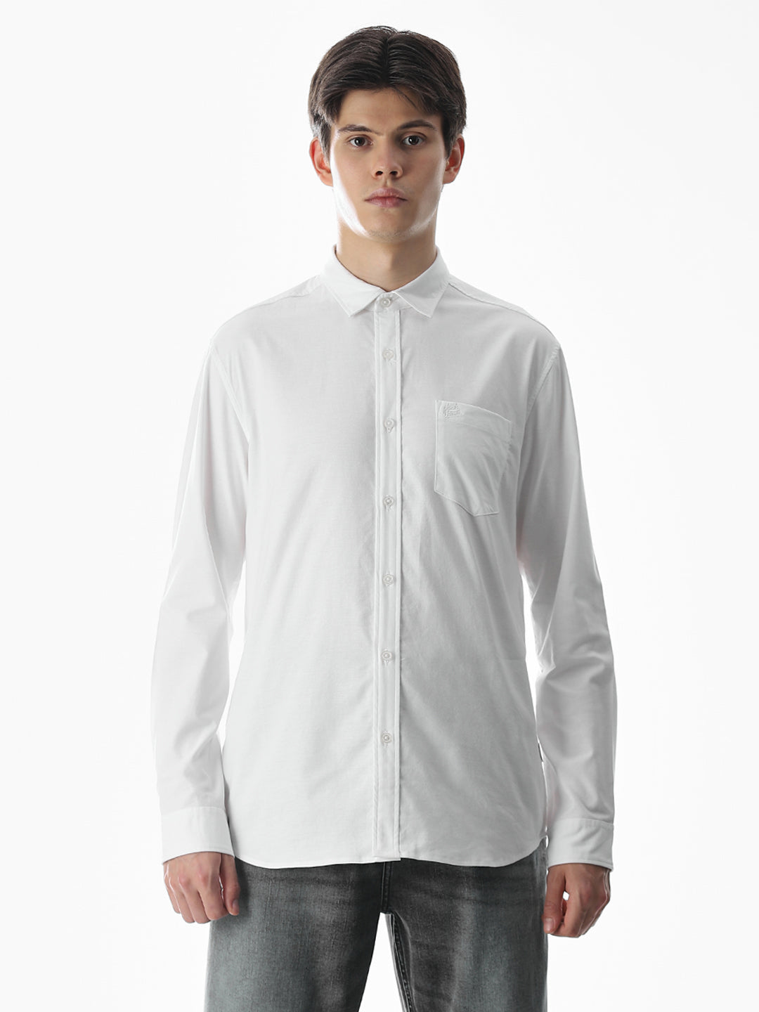 One Patch Pocket Slim Fit Shirt - white