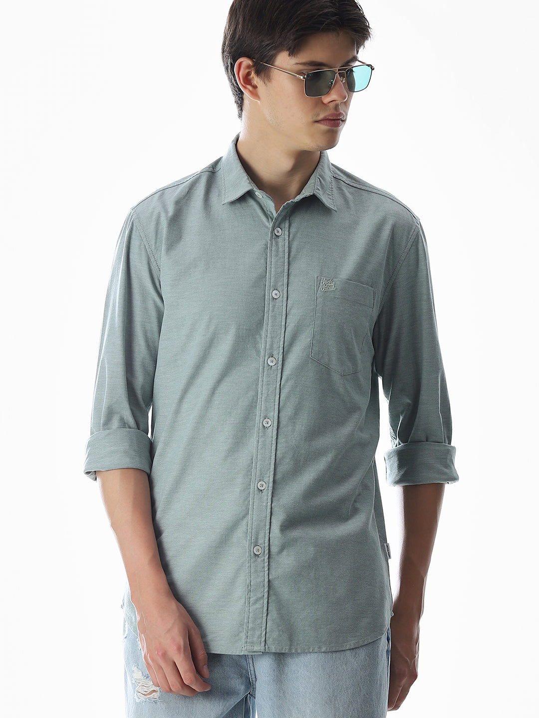 One Patch Pocket Slim Fit Shirt - Green