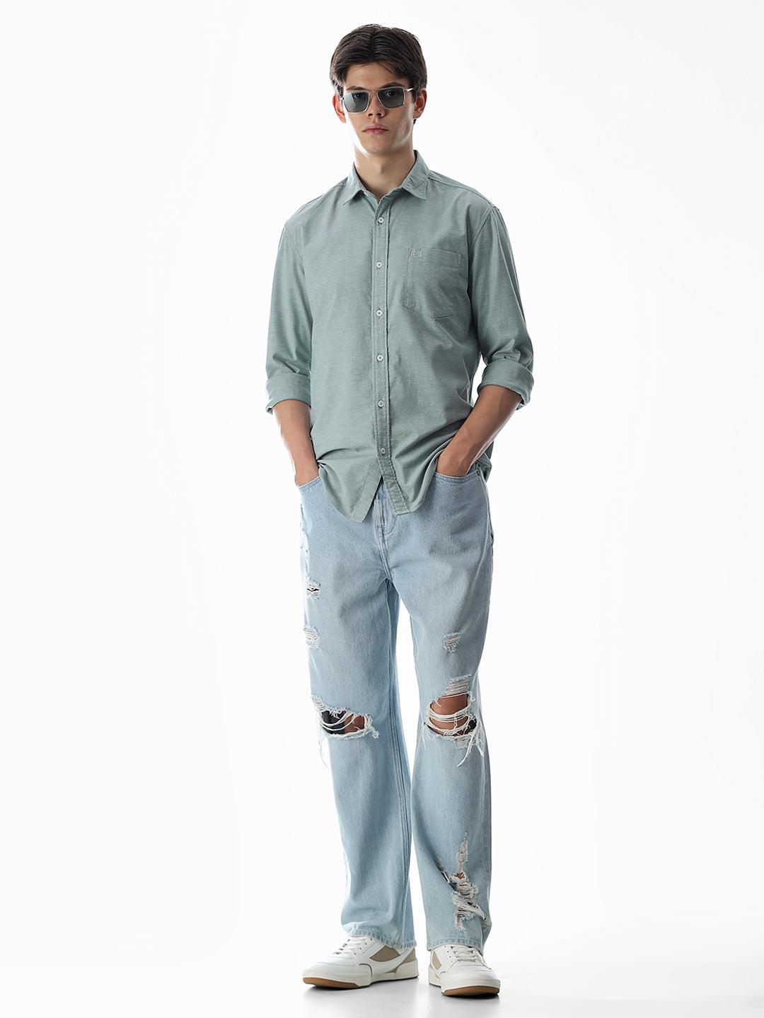 One Patch Pocket Slim Fit Shirt - Green