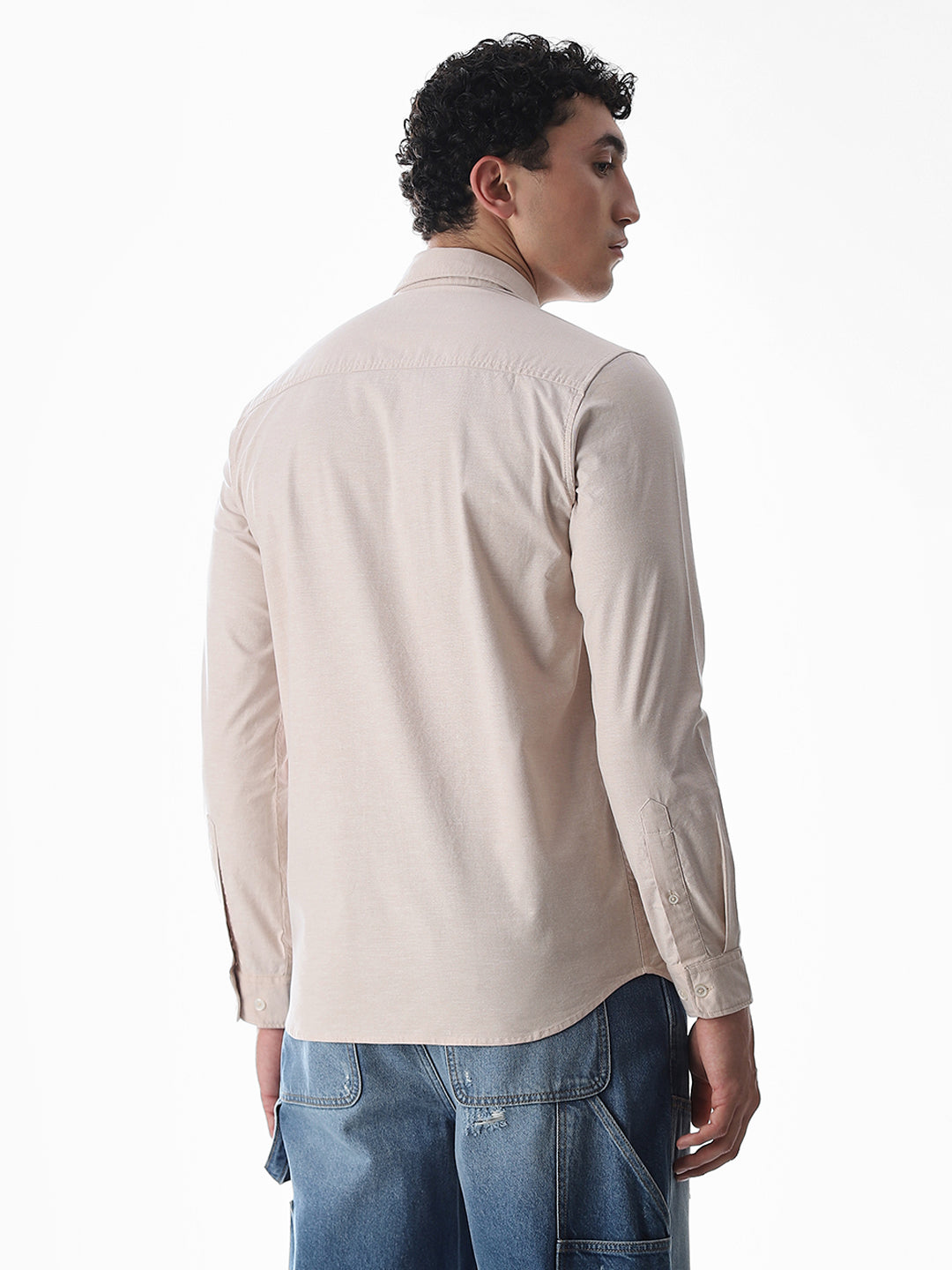 One Patch Pocket Slim Fit Shirt - Beige