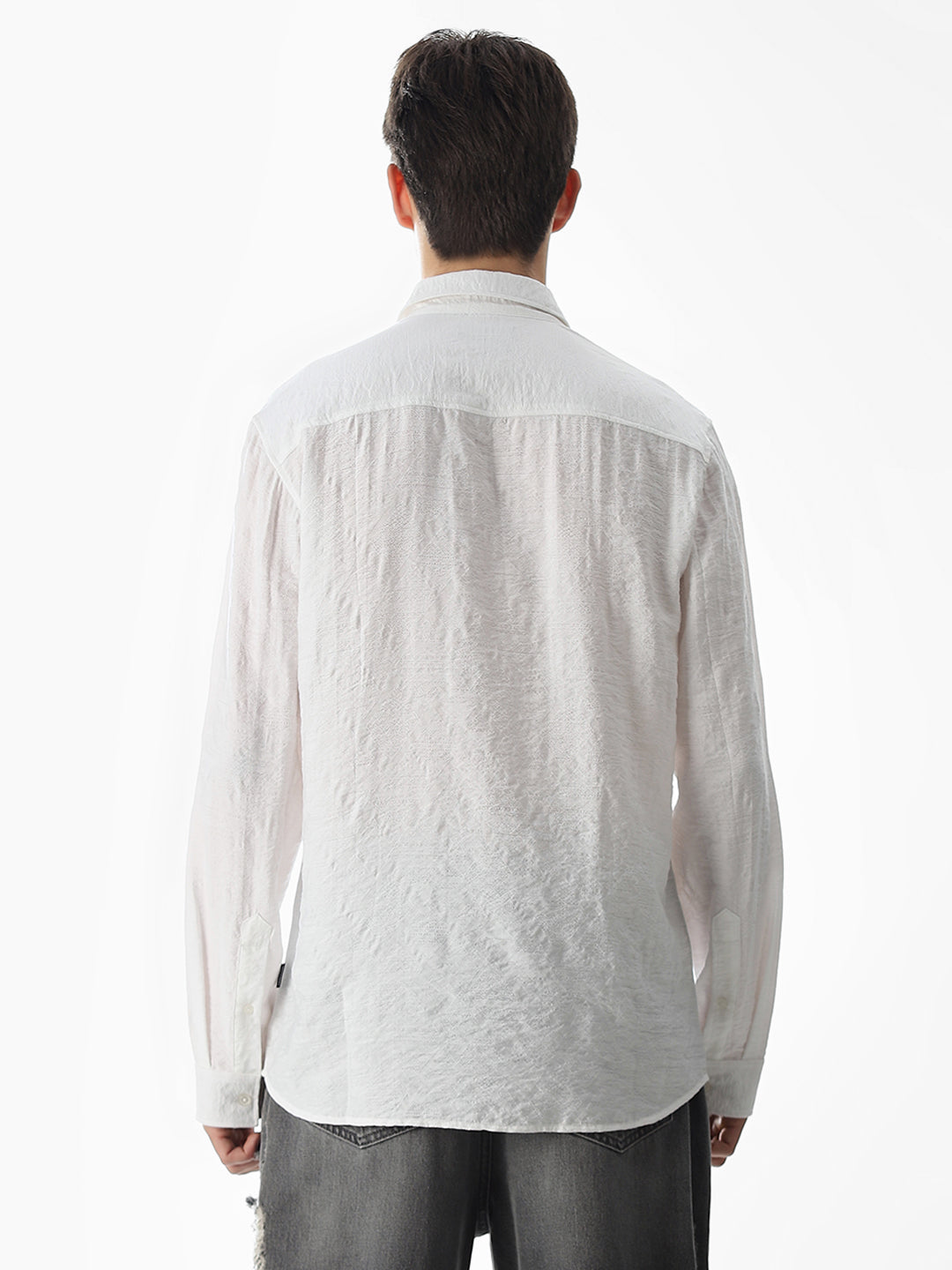 White Jacquard Slim Fit Shirt