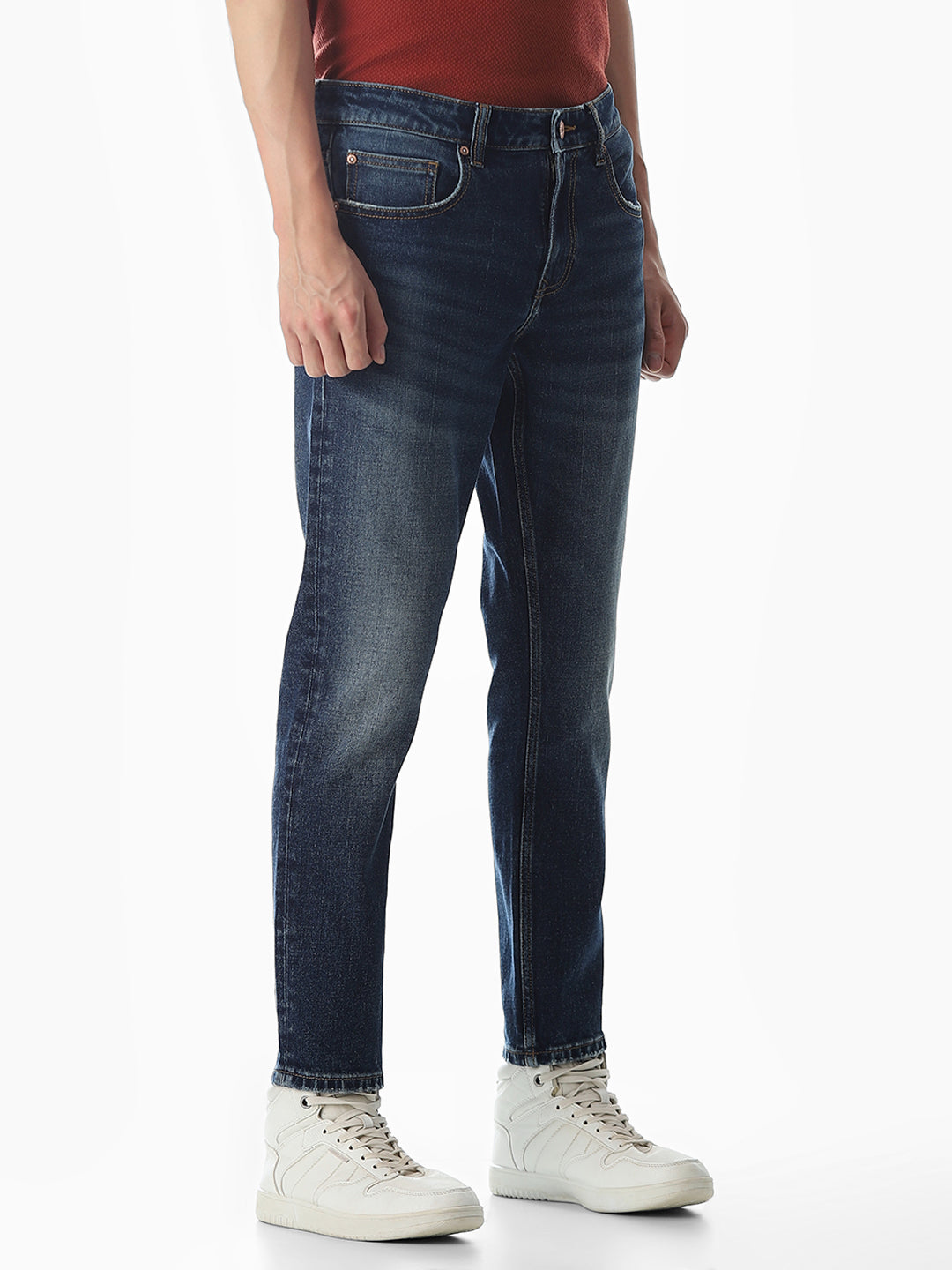 5 Pocket Cropped Brak Jeans - Medium Blue