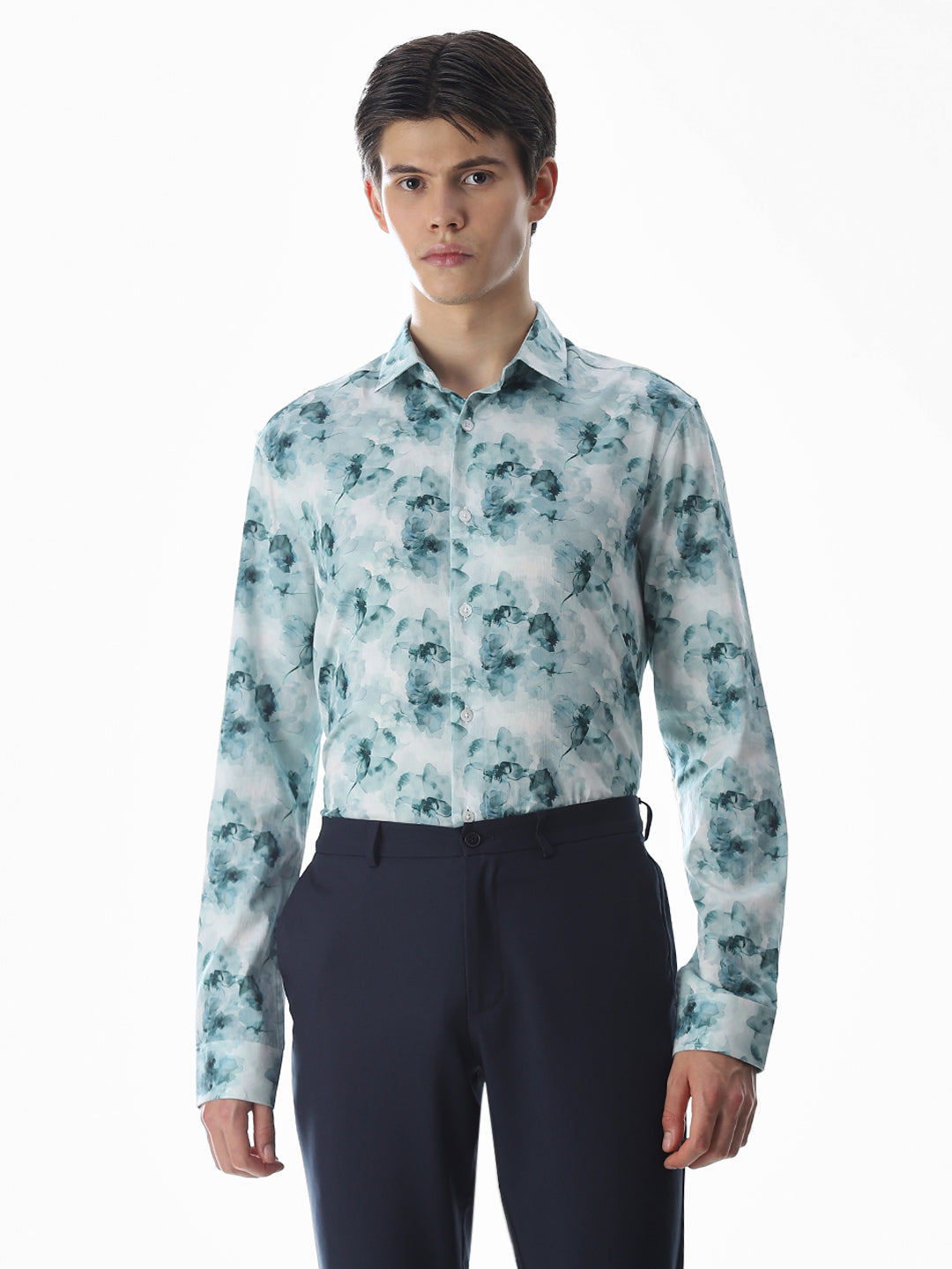 Cotton Printed Full Sleeves Shirt - Green