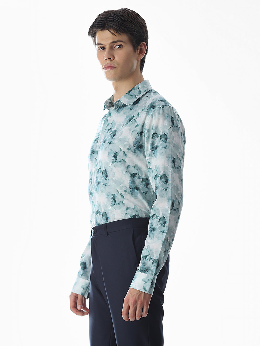 Cotton Printed Full Sleeves Shirt - Green