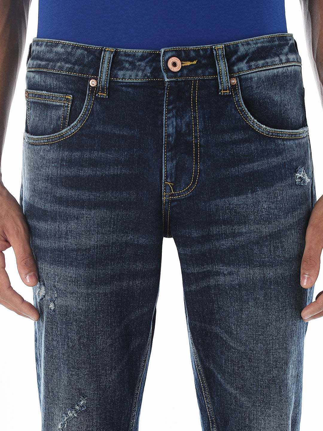 Cropped Distressed Brak Slim Fit Jeans