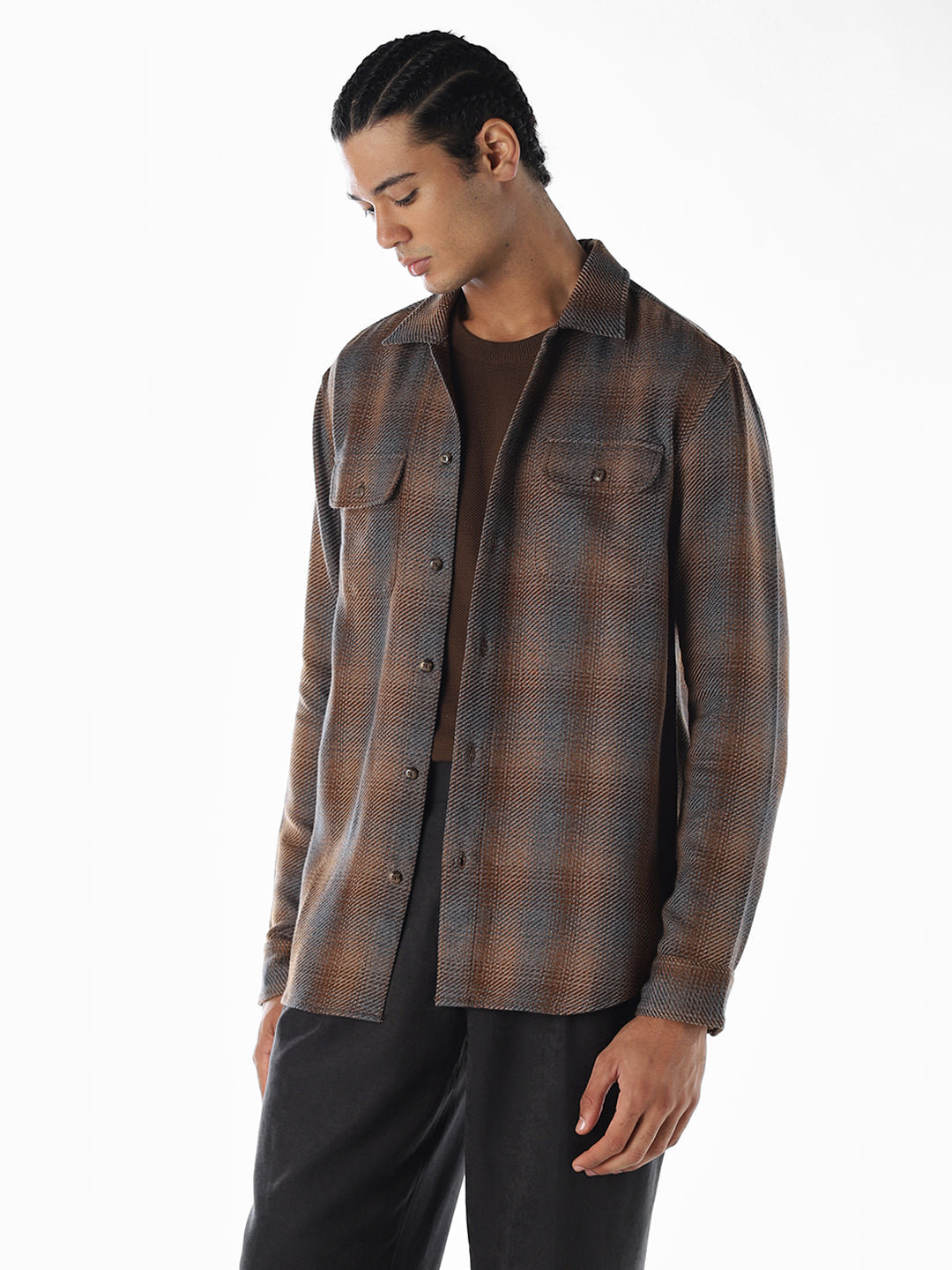 Check Full Sleeves Shirt - Dark Brown
