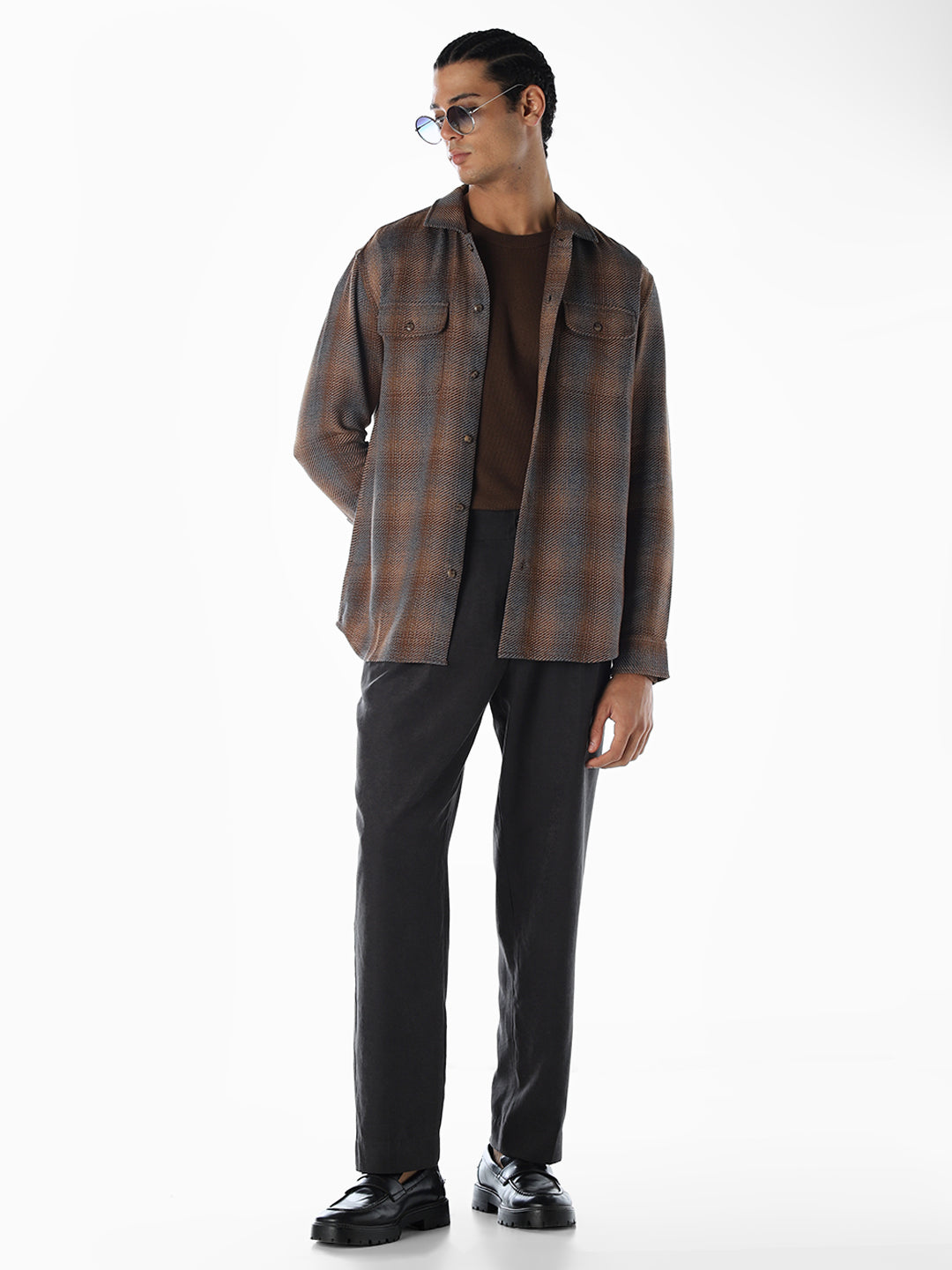 Check Full Sleeves Shirt - Dark Brown