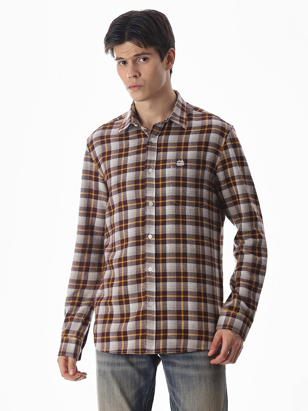 Regular Fit Check Shirt - Brown