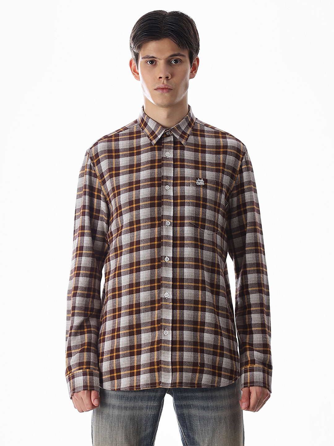 Regular Fit Check Shirt - Brown