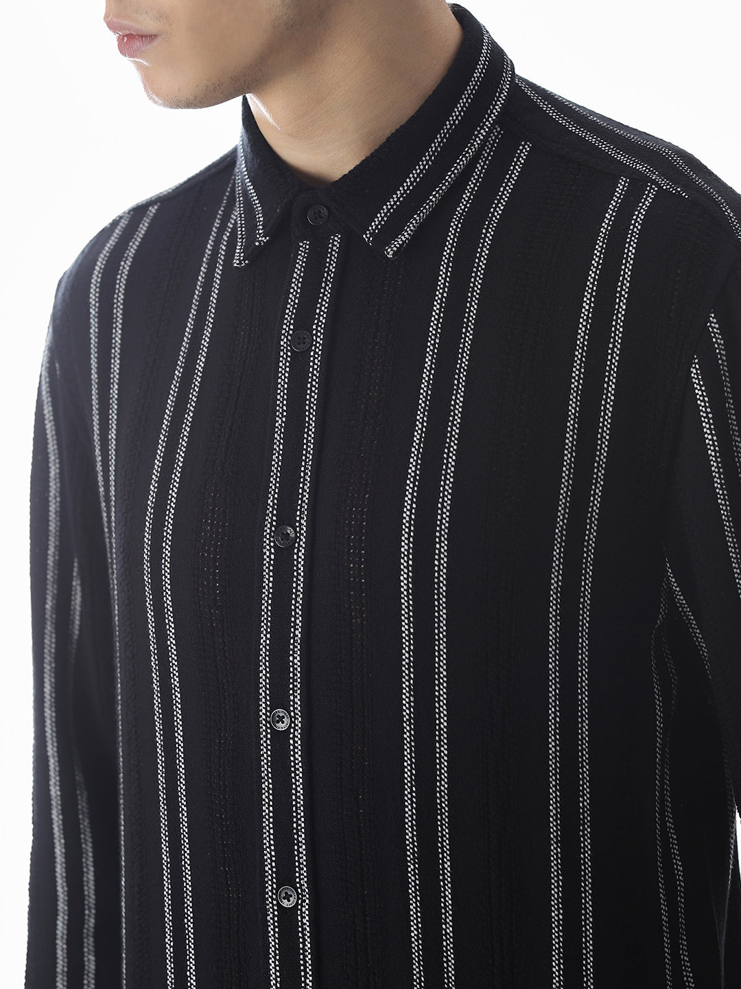 Regular Fit Striped Shirt - Black