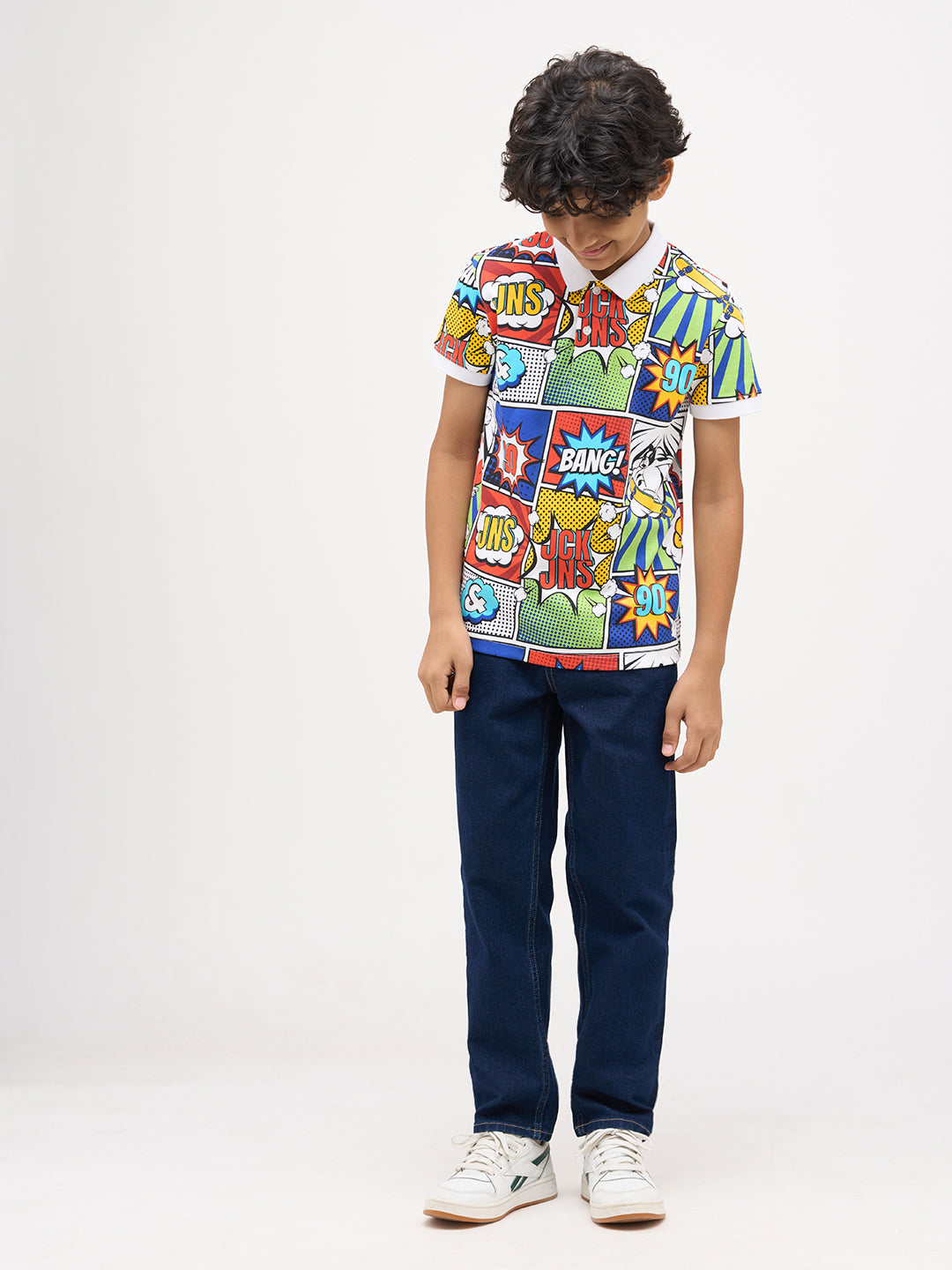 Boys Dark Blue Washed Loose Fit Jeans