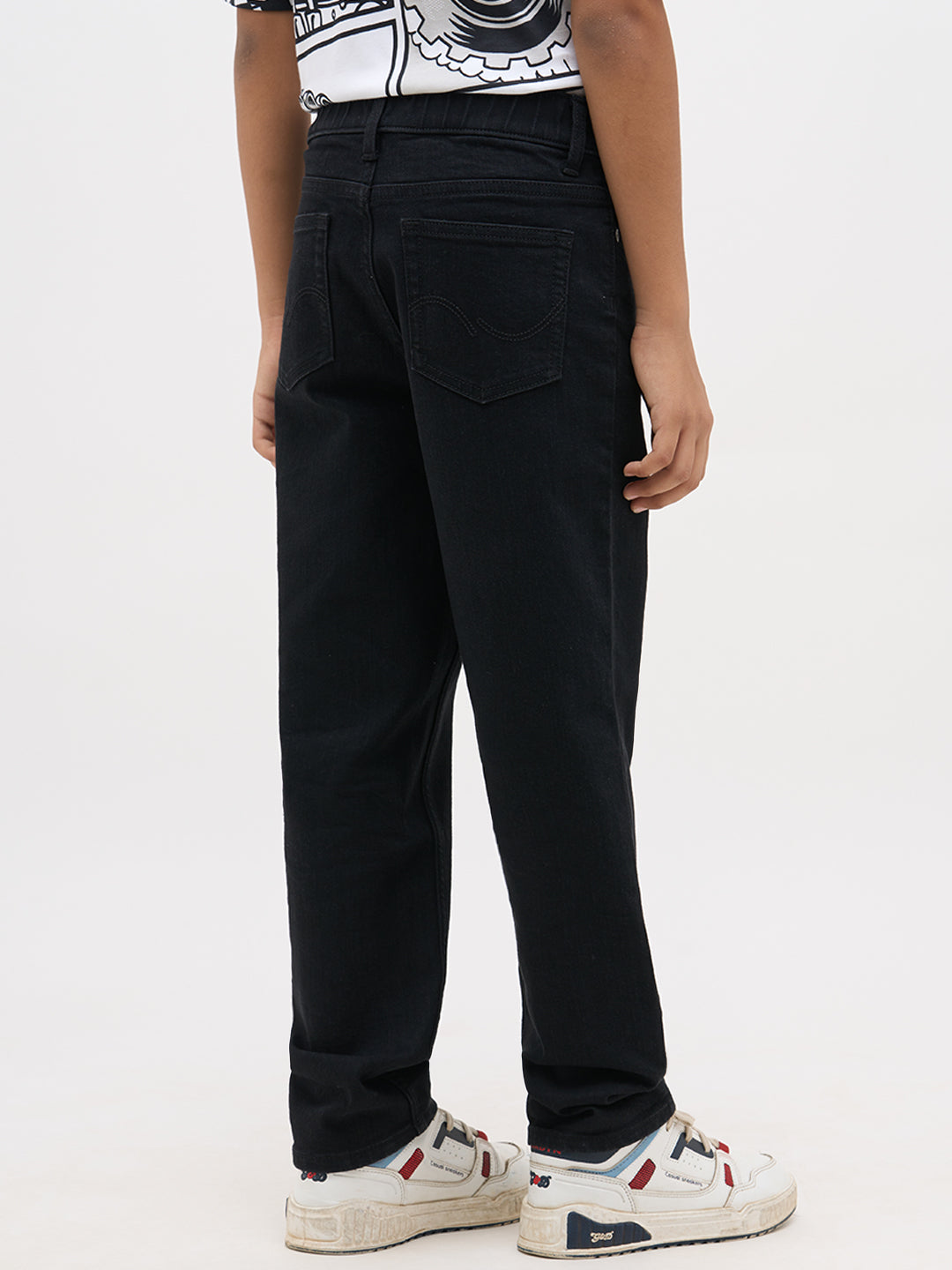 Black Cotton Loose Fit Jeans
