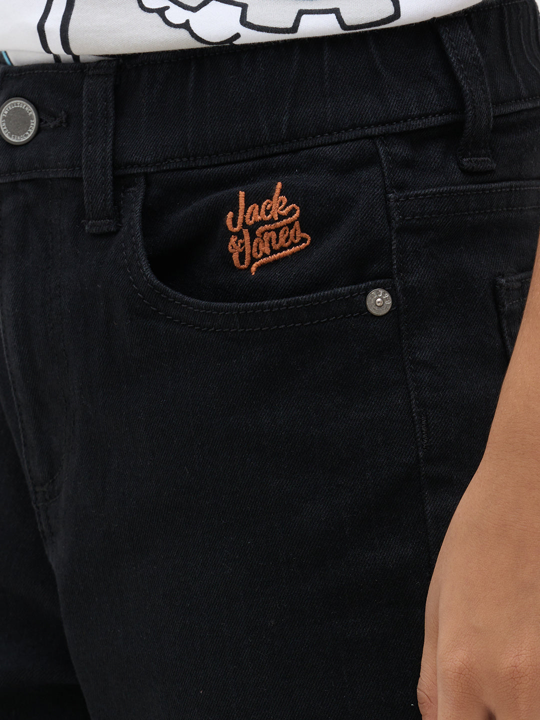 Black Cotton Loose Fit Jeans