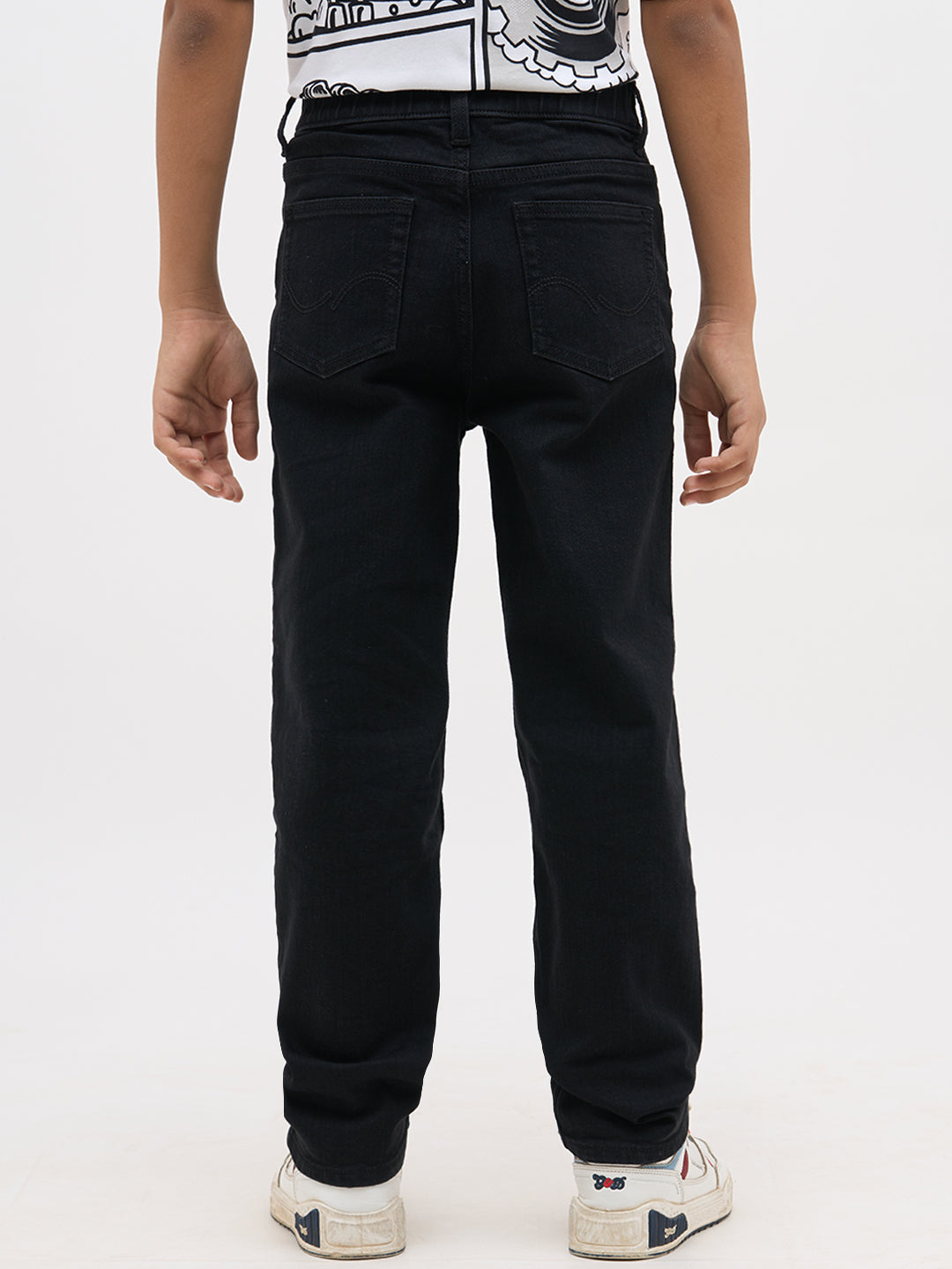 Black Cotton Loose Fit Jeans