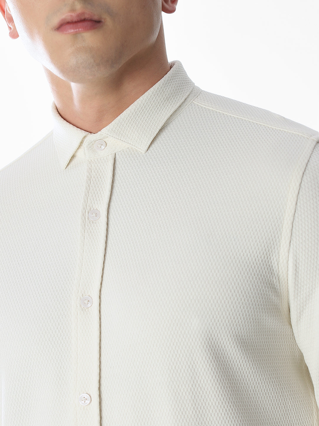 Stretch Slim Fit Off-White Shirt