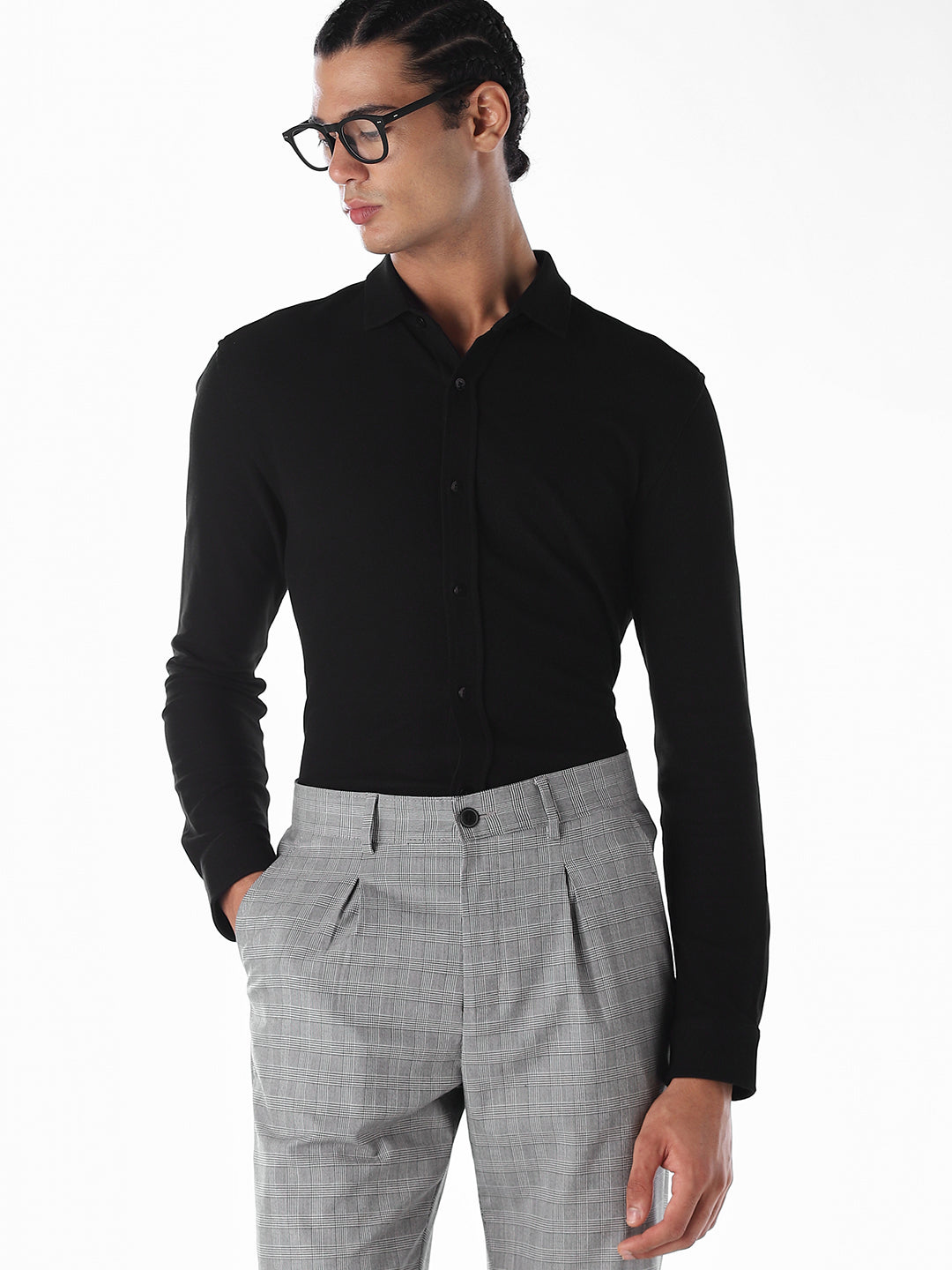 Black Stretch Slim Fit Shirt