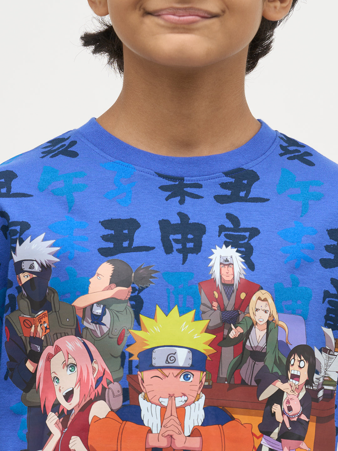 Boys Naruto Print Cotton T-shirt - Blue