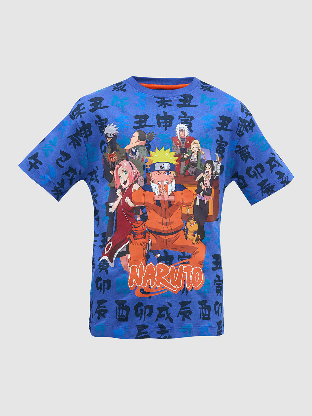 Boys Naruto Print Cotton T-shirt - Blue