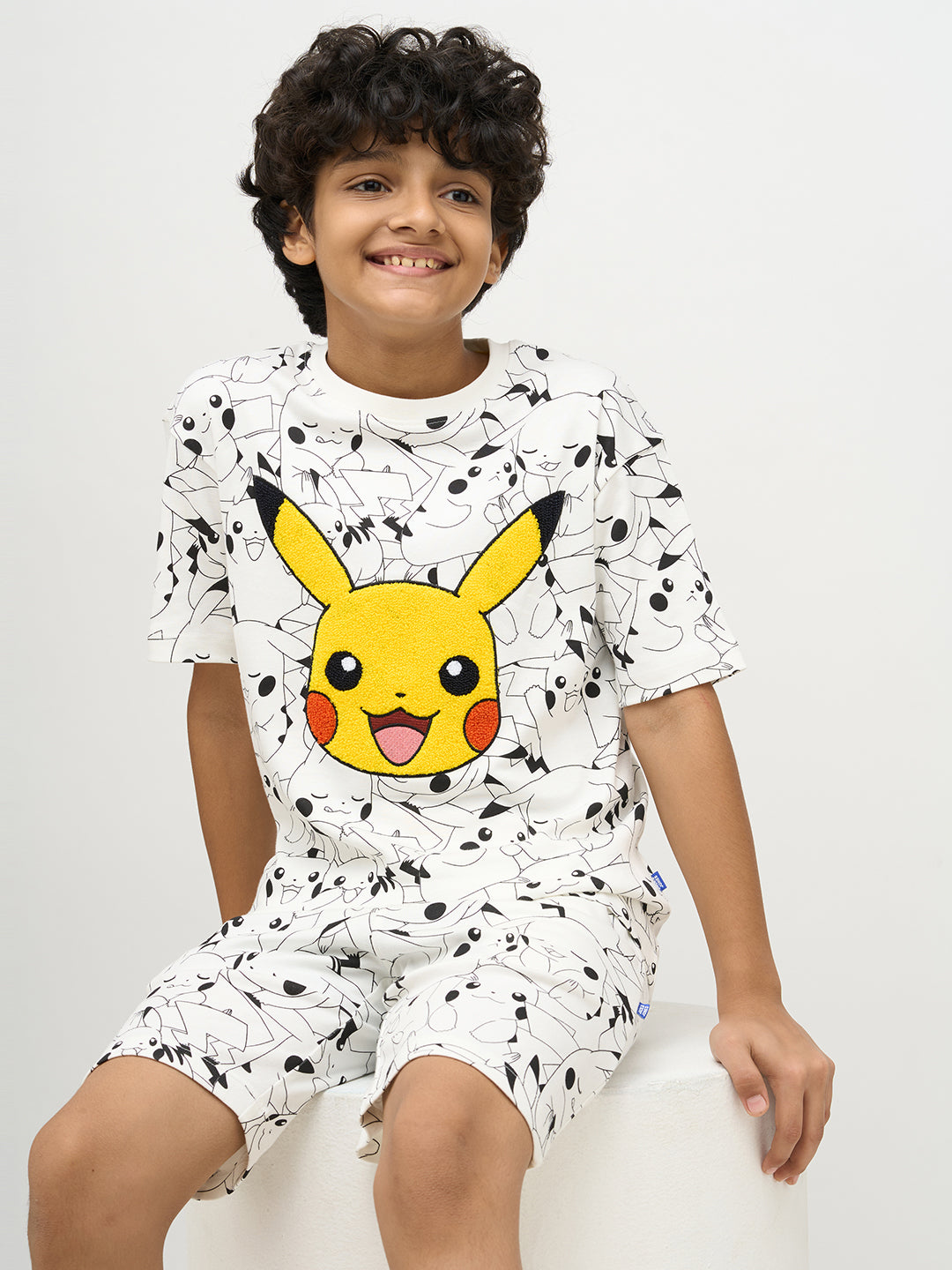 Boys Pikachu Print Cotton T-shirt