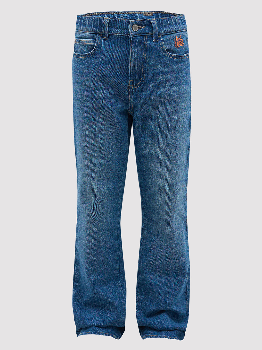 Blue Washed Cotton Regular Fit Jeans