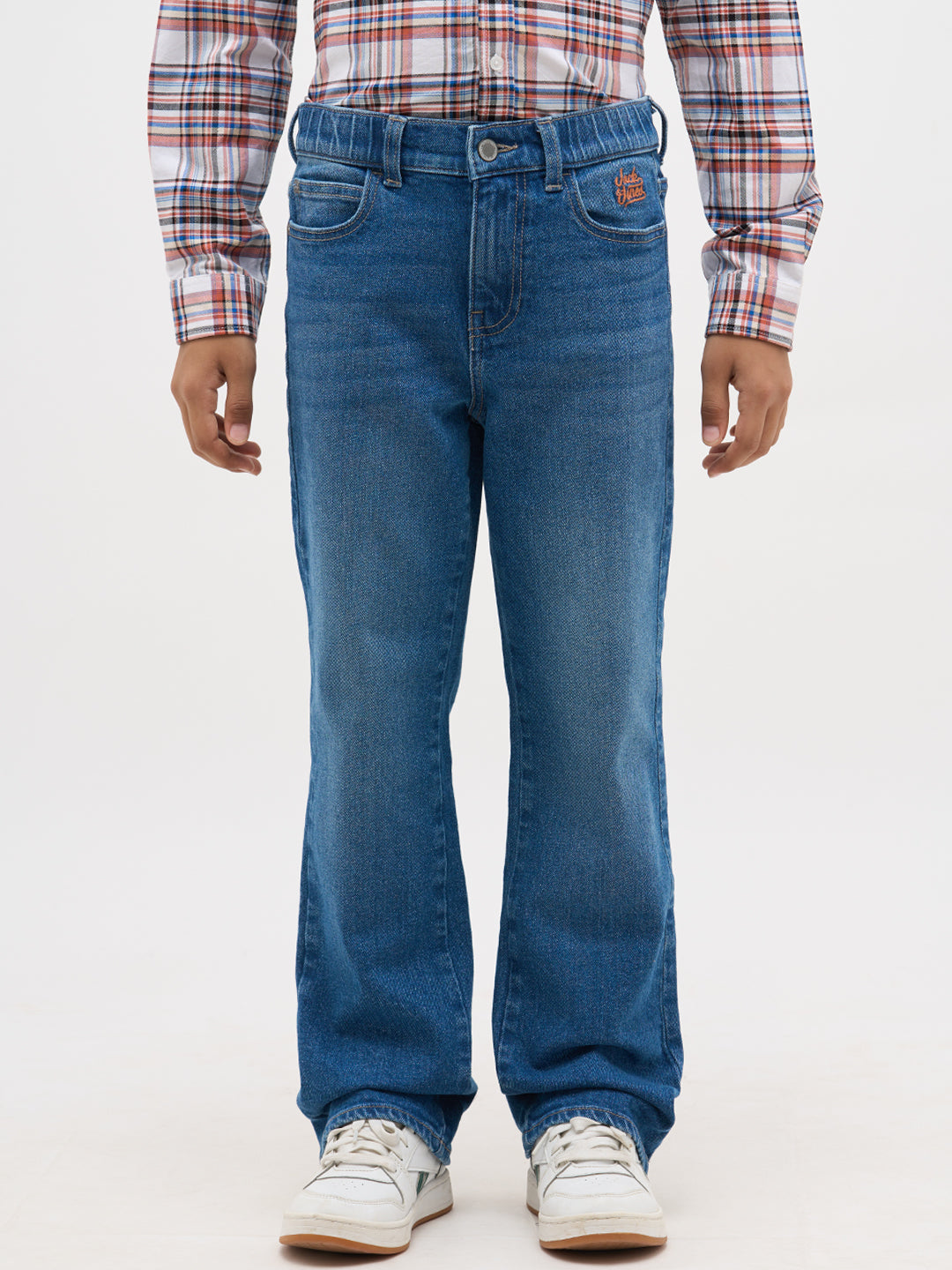 Blue Washed Cotton Regular Fit Jeans